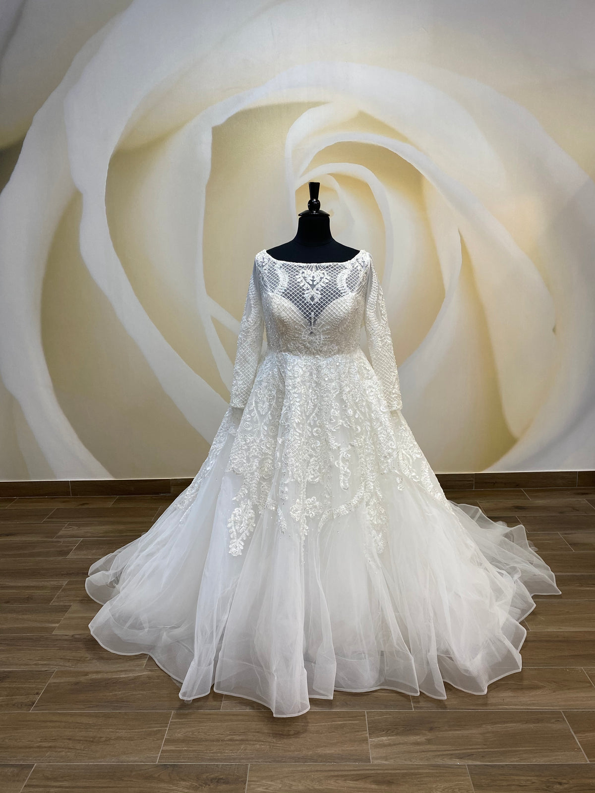 V Neck White Wedding Dress, Floor Length Fairy Wedding Dress