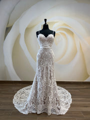 Sleeveless Floral Lace Dress, Valencia Wedding Dress, Floor Length Dress